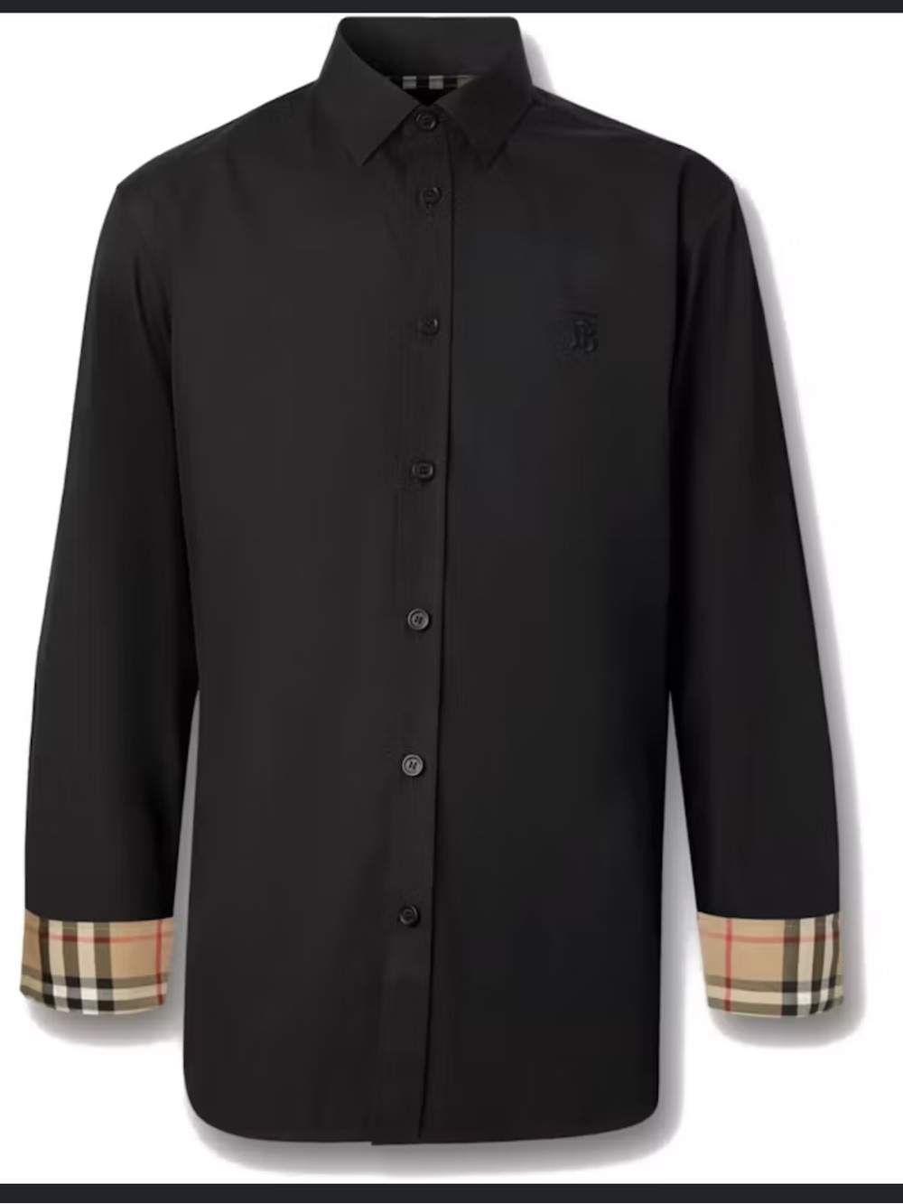 Burberry Black Button-Down Shirt with Signature Check Accents - Picture 14 of 14
